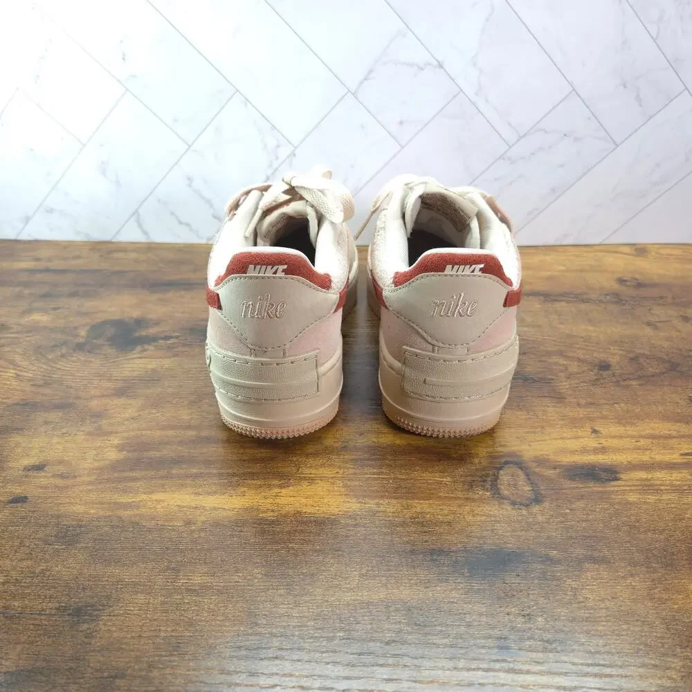 Nike Air Force 1 Shadow Sesame Women 6.5 Pink Tan Suede DV7449-100 Sneakers